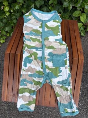 Kyte BABY 6-12 Camouflage One-Piece in Teal, Green, Tan, White